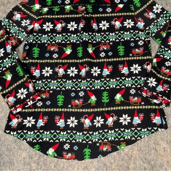 Hanna Anderson Christmas Gnome Sweet Gnome Cozy Flannel Button Up Pajama Top S - Picture 10 of 14